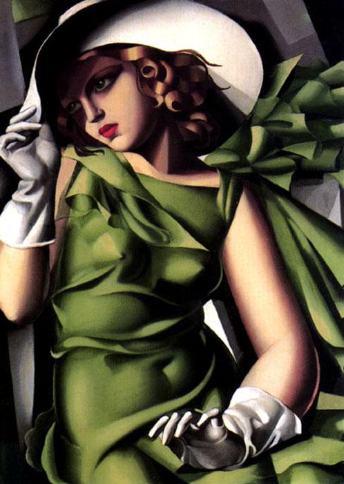 Girl in a Green Dress painting - Tamara de Lempicka Girl in a Green Dress art painting